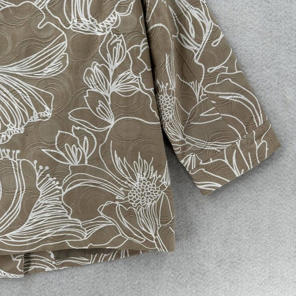 Susan Graver Blazer Jacket Womens SMALL 3/4 Sleeve‎ Floral Cotton Shell Buttons - Picture 8 of 14